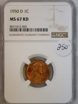 1950 D Lincoln Wheat Cent NGC MS67 RD