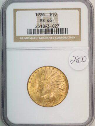 1926 $10 Gold Indian MS63 NGC