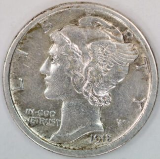 Auction - 1918 S Mercury Dime AU Old Cleaning