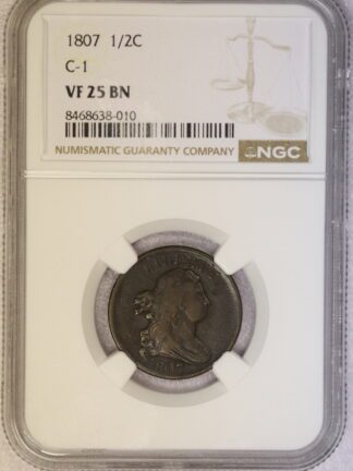 1807 Draped Bust Half Cent VF25 C-1 NGC