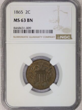 1865 2 Two Cent Piece MS63 BN NGC
