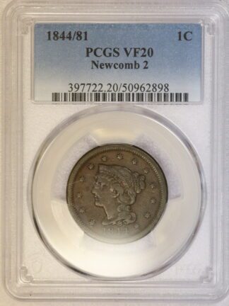 1844/81 Braided Hair Large Cent VF20 N-2 NGC