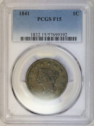 1841 Coronet Hair Large Cent F15 PCGS