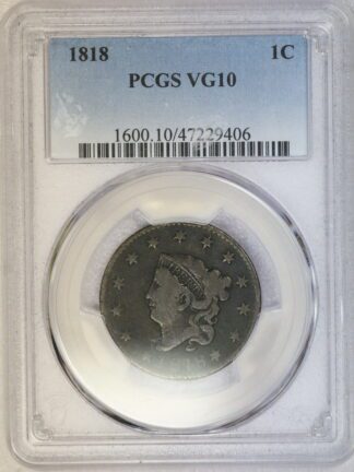1818 Coronet Hair Large Cent VG10 PCGS