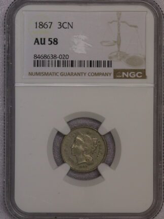 1867 Three Cent Nickel AU58 NGC