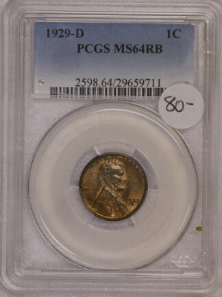 1929 D Lincoln Wheat Cent MS64 RB PCGS