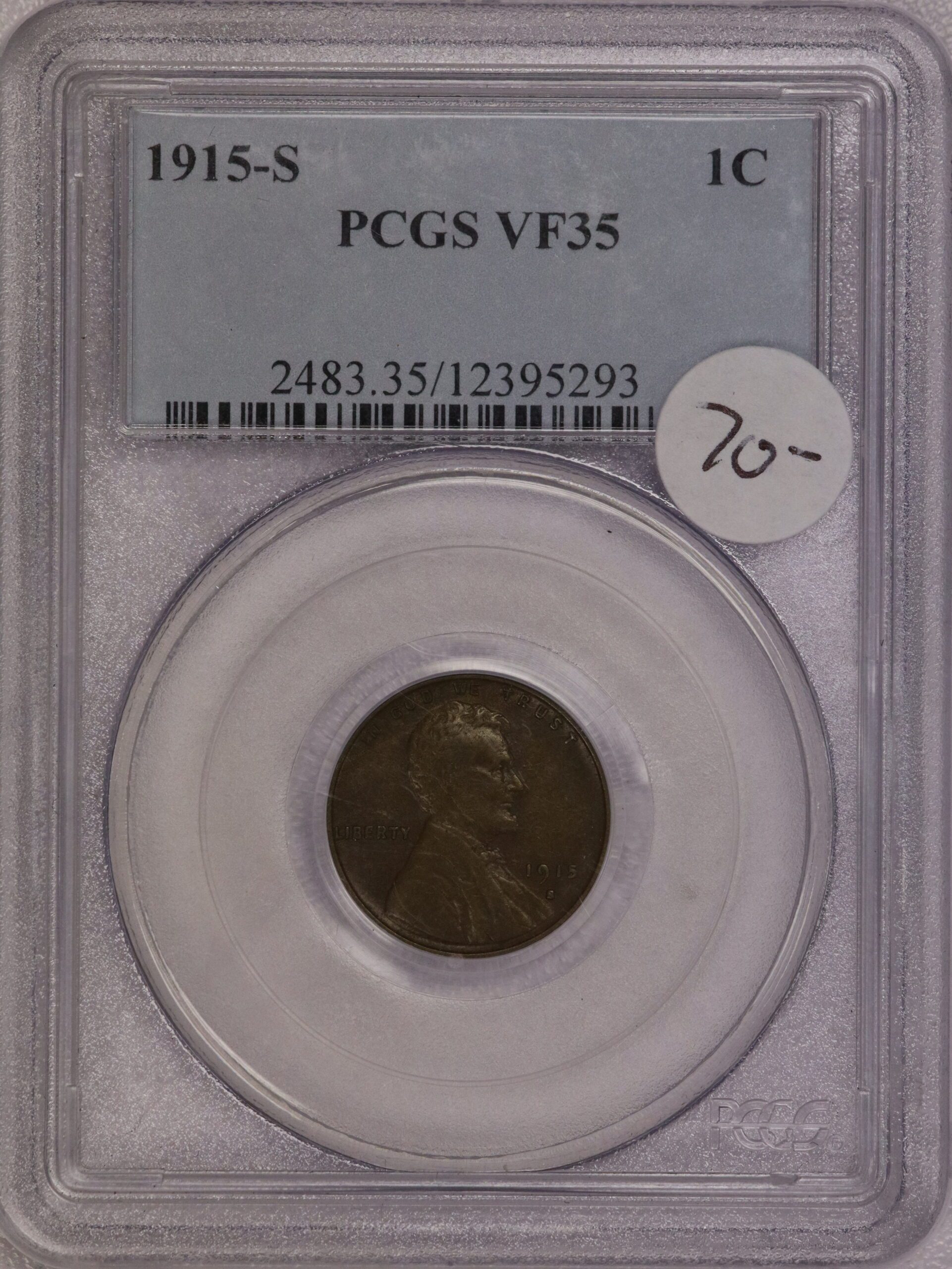 1915 S Lincoln Wheat Cent VF35 PCGS