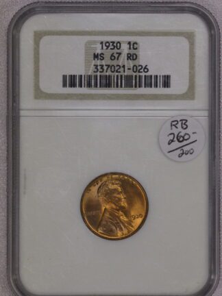 1930 Lincoln Wheat Cent NGC MS67 RD