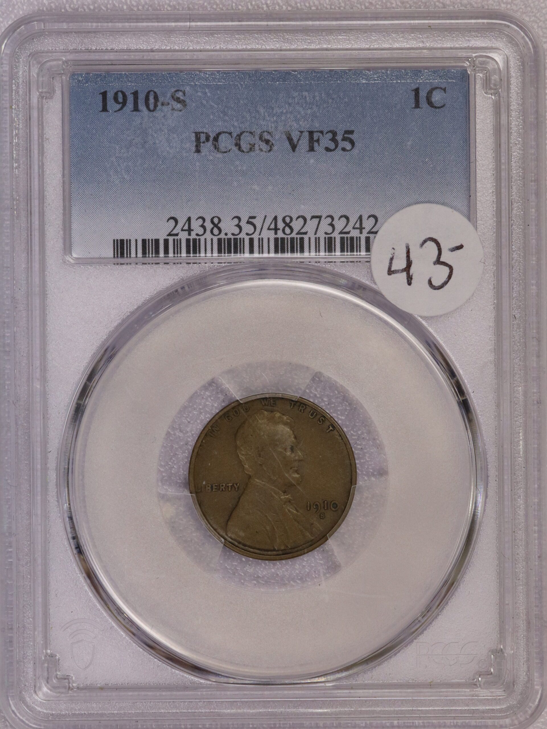 1910 S Lincoln Wheat Cent VF35 PCGS
