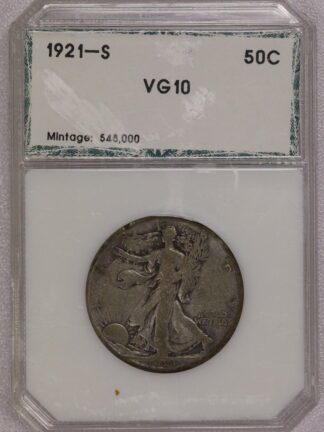 1921 S Walking Liberty Half Dollar VG10 PCI Green Label
