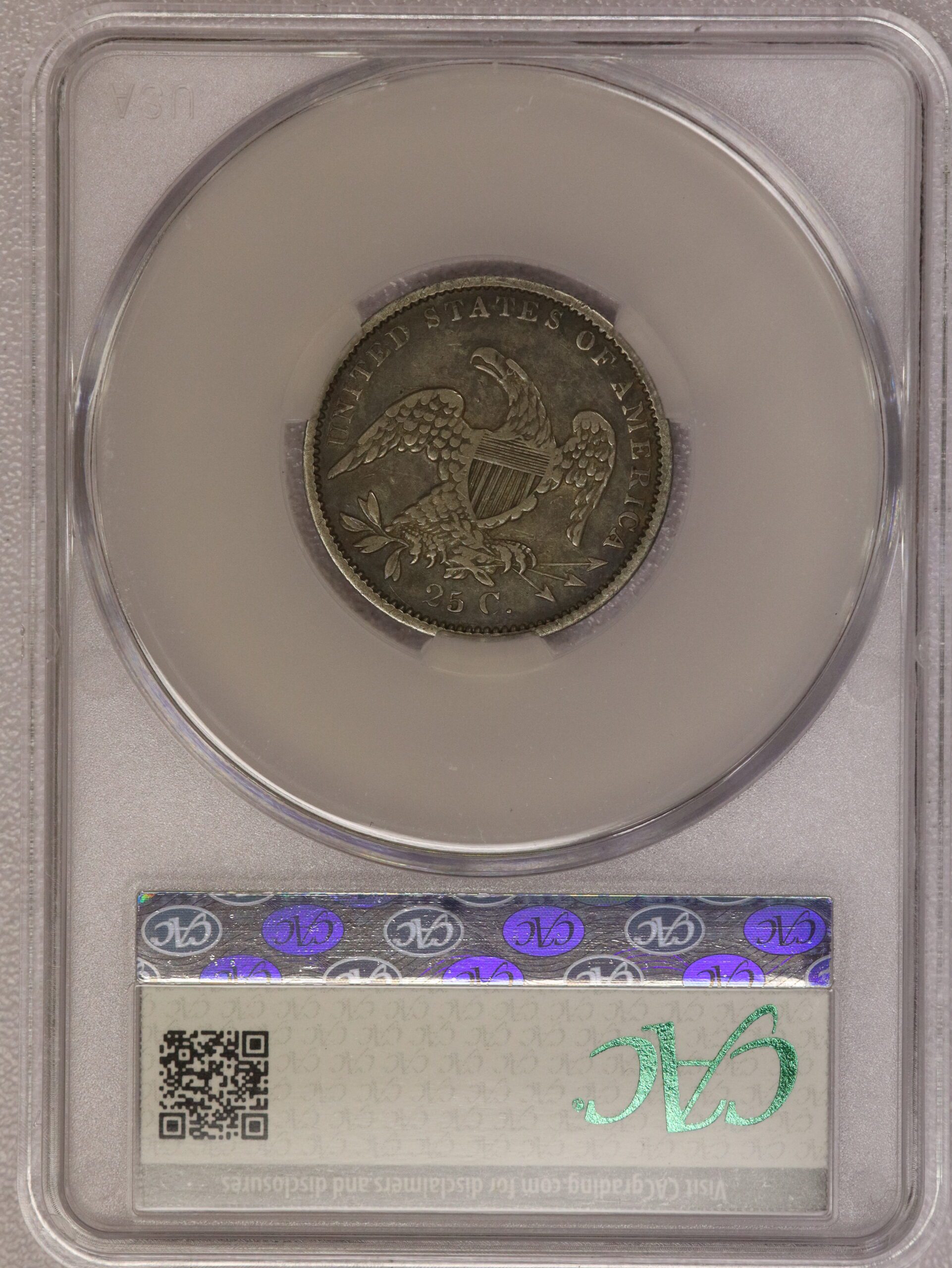 1834 Capped Bust Quarter CAC VF Scratch - Image 2