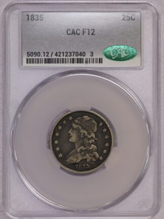 1835 Capped Bust Quarter CAC F12