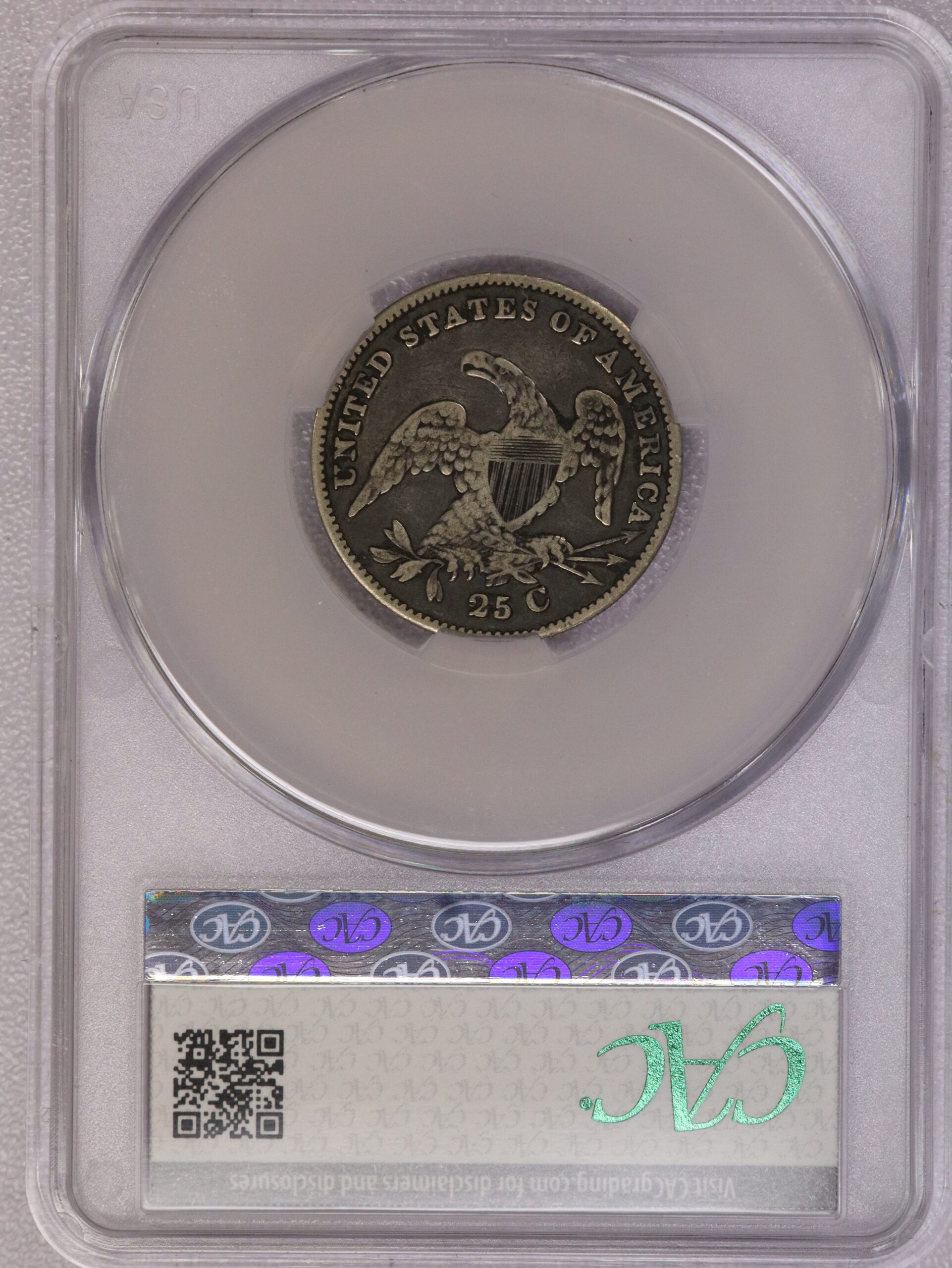 1835 Capped Bust Quarter CAC F12 - Image 2