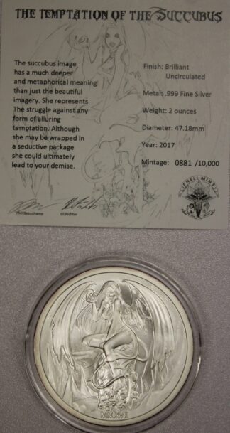 AUCTION-   2017 Temptation of the Succubus Two Ounces .999 Fine Silver