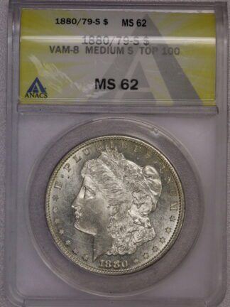 1880/79 S Morgan Dollar PCGS MS62 VAM 8 Top 100