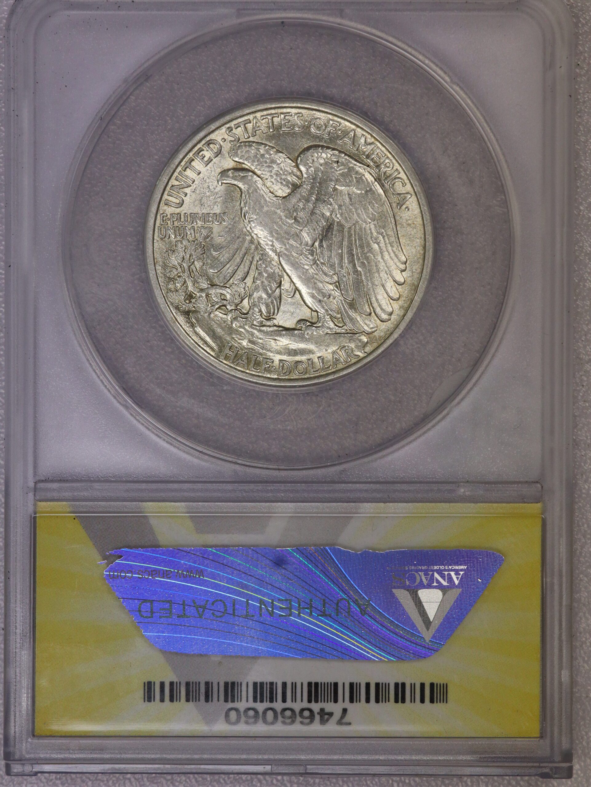 1916 Walking Half Dollar AU53 ANACS - Image 2