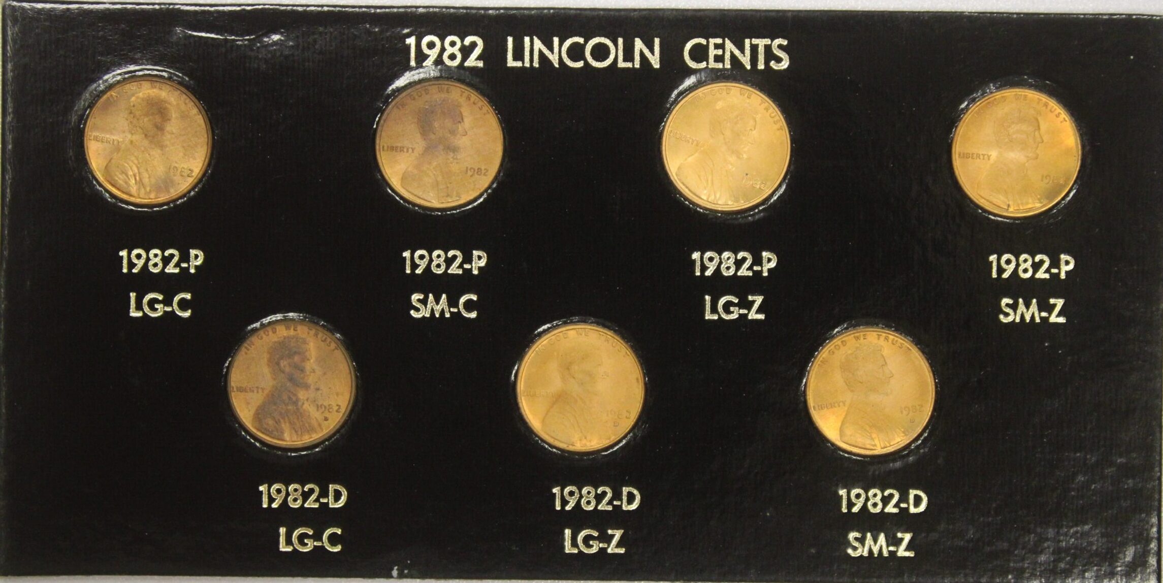 AUCTION- 1982 Lincoln Cents Seven Different Varieties