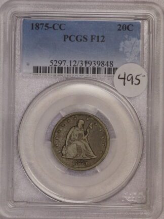 1875 CC 20 Cent Twenty Cent Coin PCGS F12