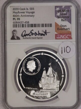 2020 Cook Is $5 Mayflower Voyage 400th Ann. PL70 NGC