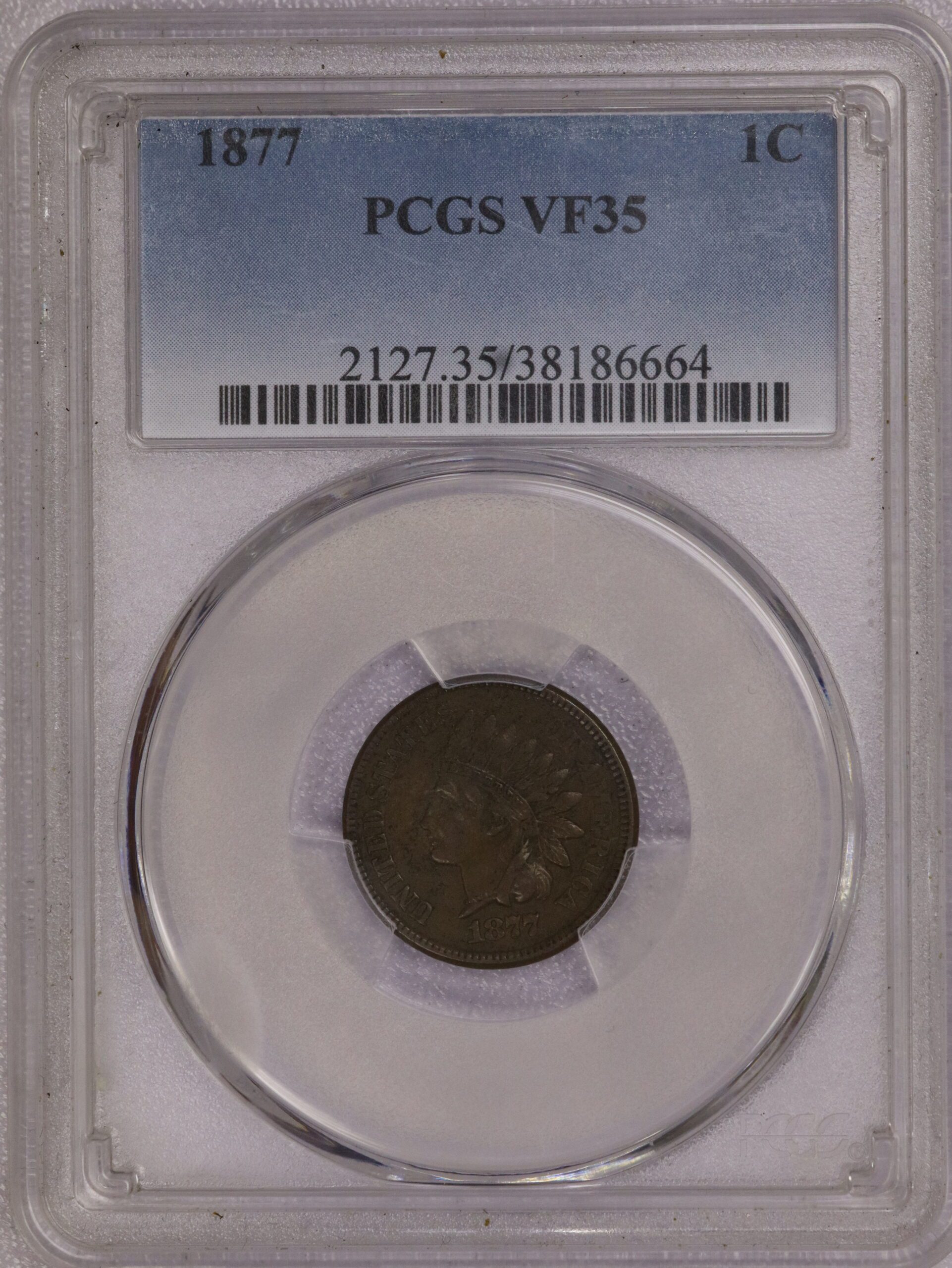 1877 Indian Head Cent - PCGS VF35 Key Date