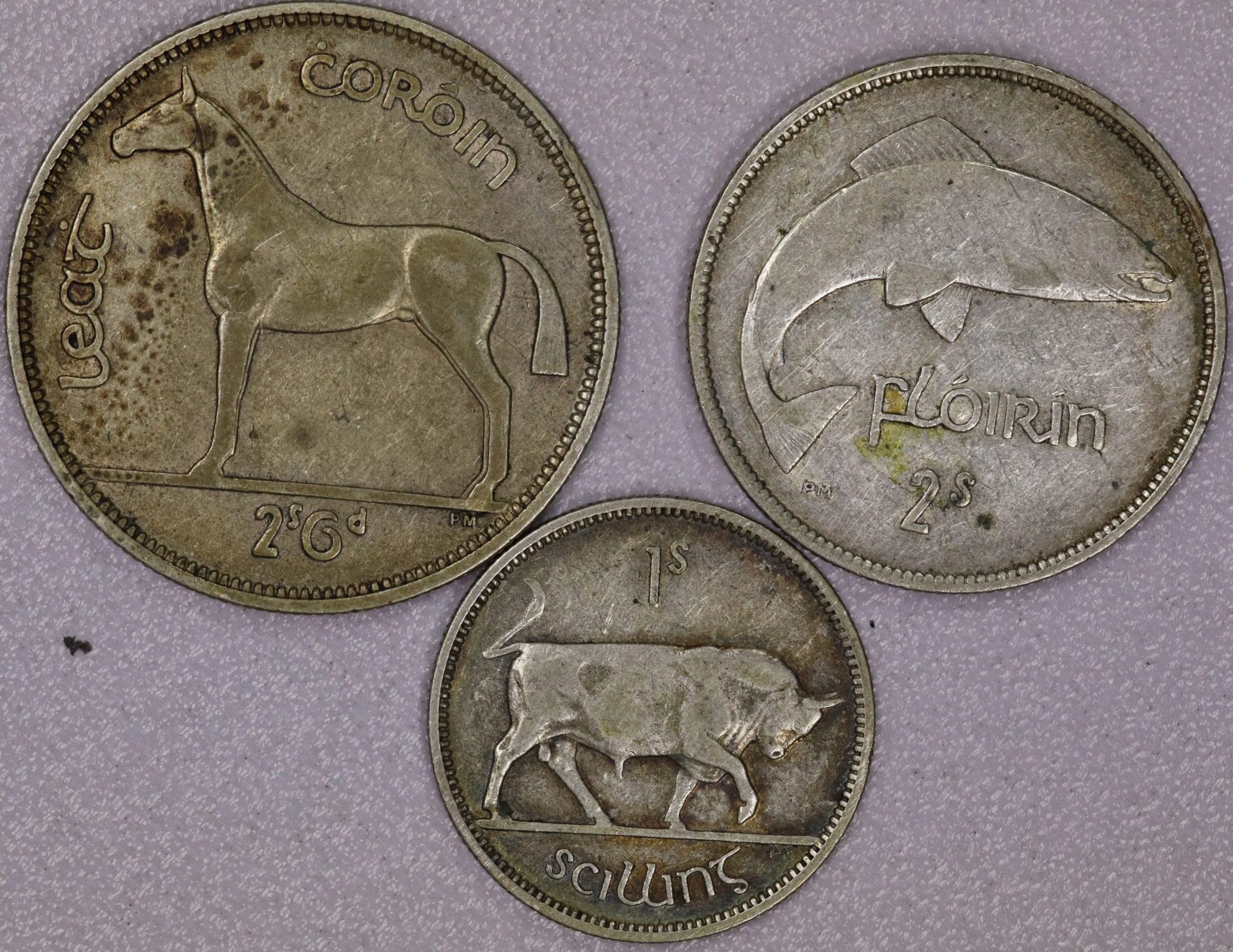 1939-1941 Ireland Silver Coins Half Crown, Florin & Shilling