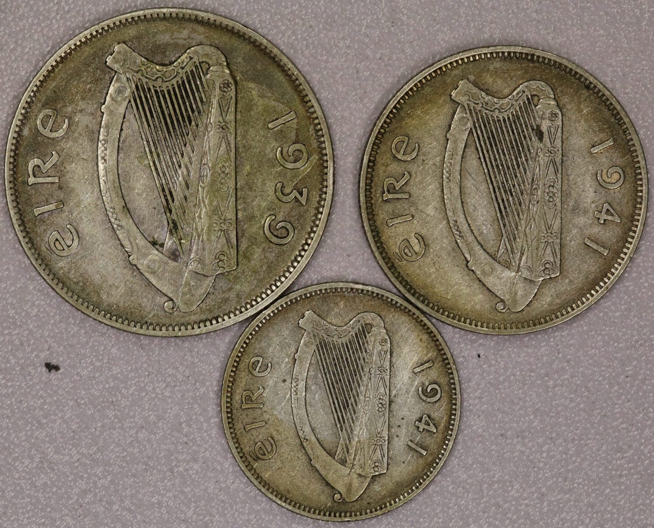 1939-1941 Ireland Silver Coins Half Crown, Florin & Shilling - Image 2