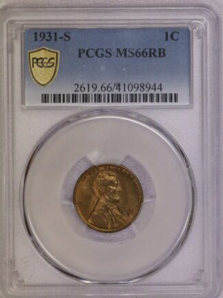 1931 S Lincoln Wheat Cent MS66 RB PCGS