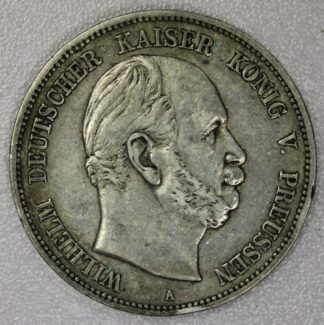 1874-A German State Prussia Five Marks 90% Silver