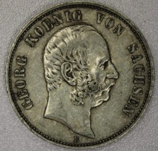 1904-E German State Saxony Albertine Five marks 90% Silver