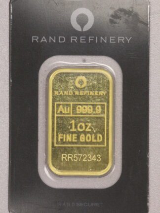 1 oz  999.9 Rand Refinary Gold Bar With Assay Card