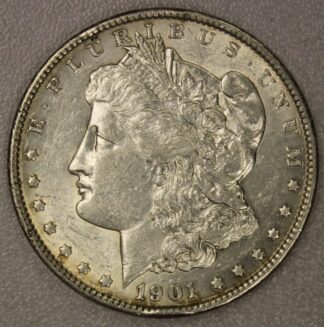 AUCTION- 1901 Morgan Silver Dollar XF-AU Cleaned & Rim Ding