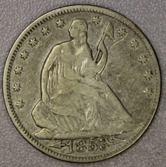 1853 with Arrows & Rays Seated Liberty Half Dollar Fine Cleaned