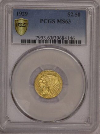 1929 $2.50 Gold Indian PCGS MS63