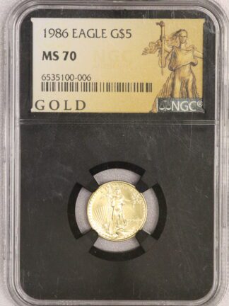 1986 $5 Gold Eagle 1/10th oz NGC MS69 Black Label