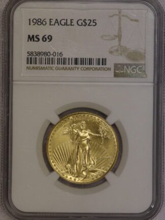 1986 $25 1/2 Ounce Gold Eagle MS69 NGC