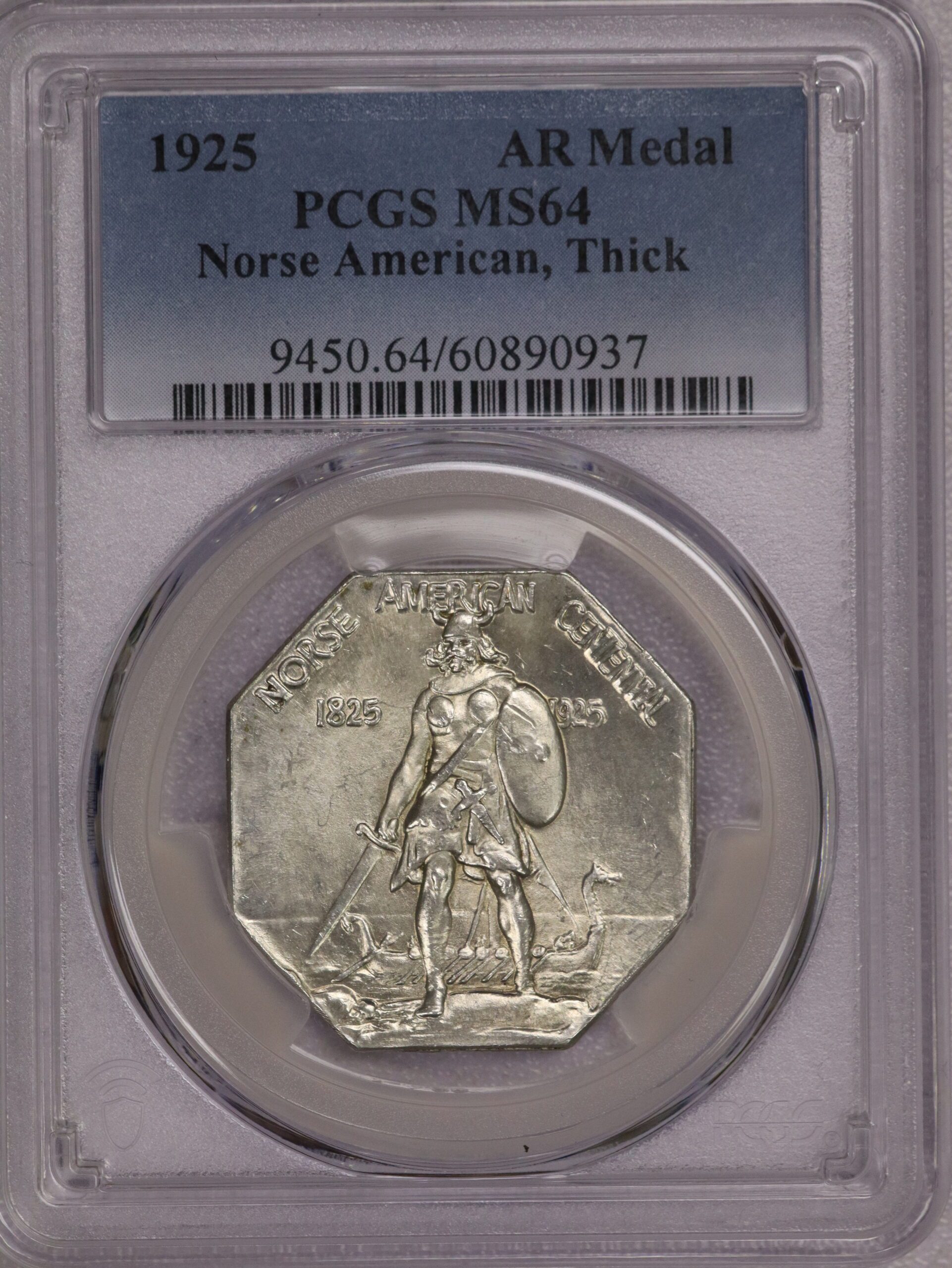 1925 Norse American Commemorative Thick Silver Medal MS64 PCGS