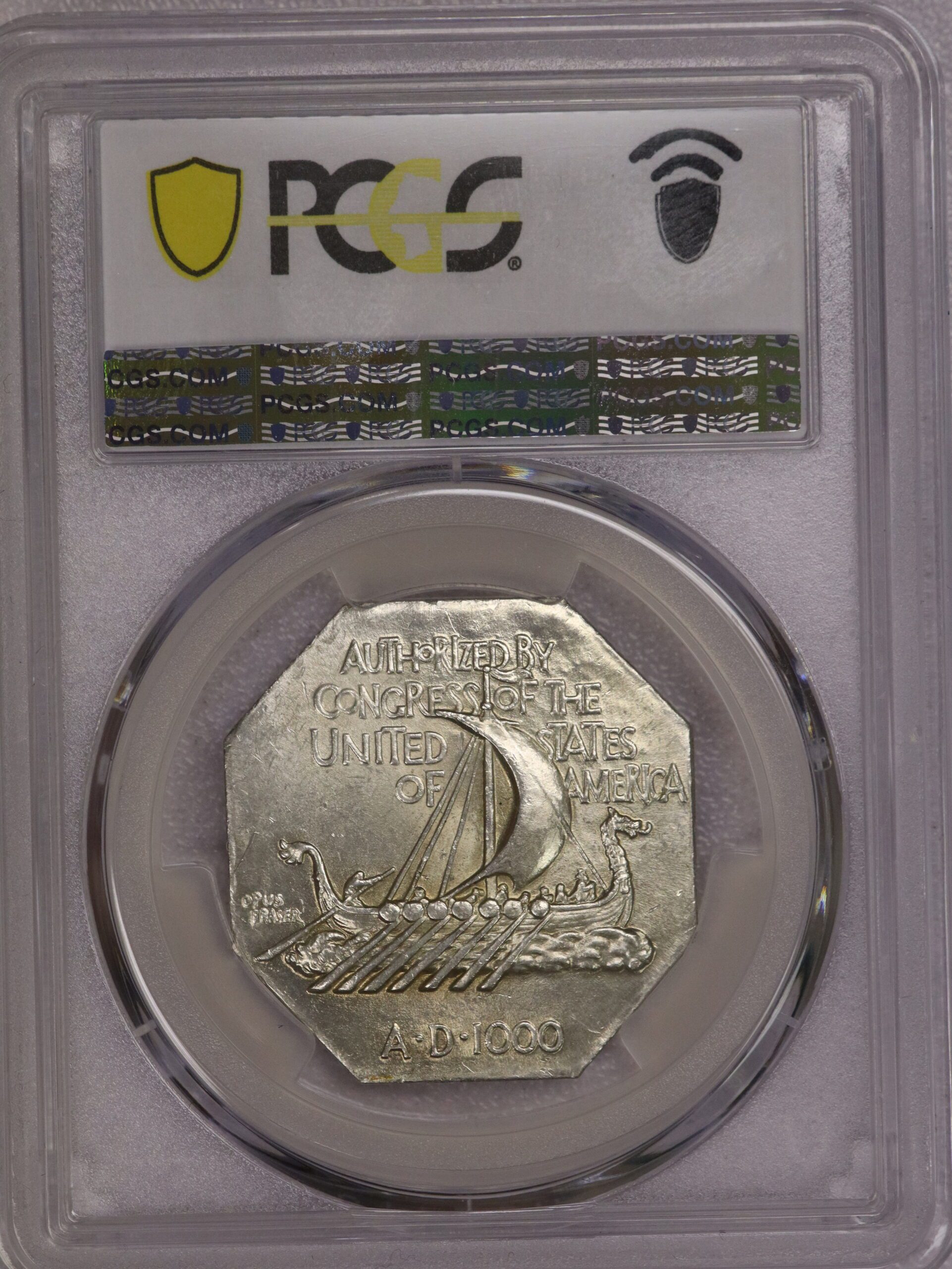 1925 Norse American Commemorative Thick Silver Medal MS64 PCGS - Image 2