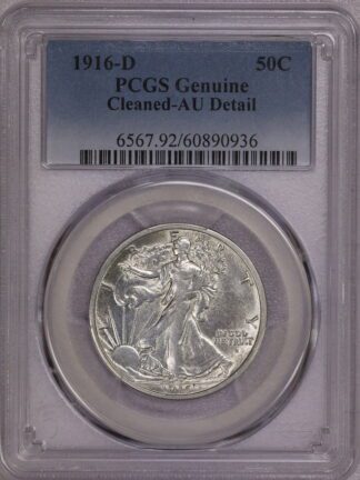 1916 D Walking Half Dollar AU Details PCGS