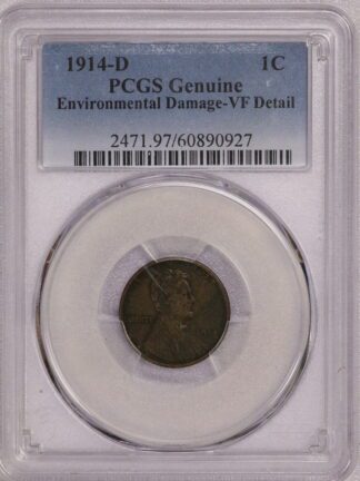 1914 D Lincoln Wheat Cent PCGS VF Environmental Damage
