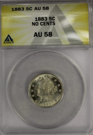 AUCTION-   1883 No Cents Liberty Nickel (V Nickel) ANACS AU58