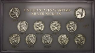 1942-1945 Jefferson War Time Silver Nickel UNC 11 Coin Set In Capitol Holder Hand Picked