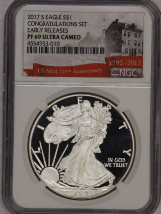 2017 S Silver Eagle Congratualtions Set Early Release Label PF69 NGC