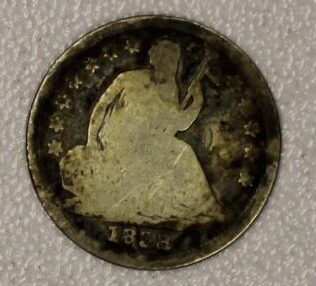 AUCTION-   1838 Seated Liberty Half Dime Cleaned