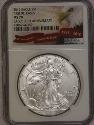 2016 Silver Eagle 30th Anniversary Label MS70 NGC