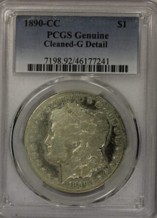 AUCTION-   1890-CC Morgan Silver Dollar PCGS Genuine Cleaned Good Details