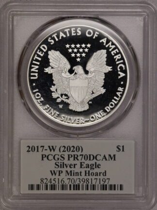 2017 W (2020) Silver Eagle W P Hoard "Jim Peed" Label PR70 PCGS