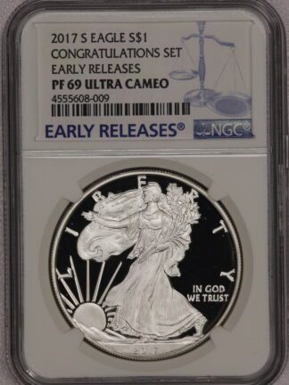 2017 S Silver Early Releases Eagle Congratualtions Set White Insert PF69 NGC