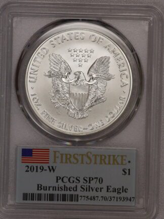 2019 W Silver Eagle FirstStrike Burnished SP70 PCGS Signed Rodgers