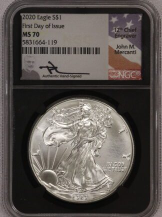 2020 Silver Eagle Mercanti Black Insert NGC MS70
