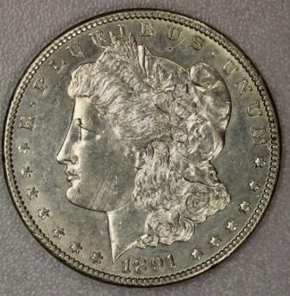 1891-CC Morgan Silver Dollar AU/UNC Cleaned